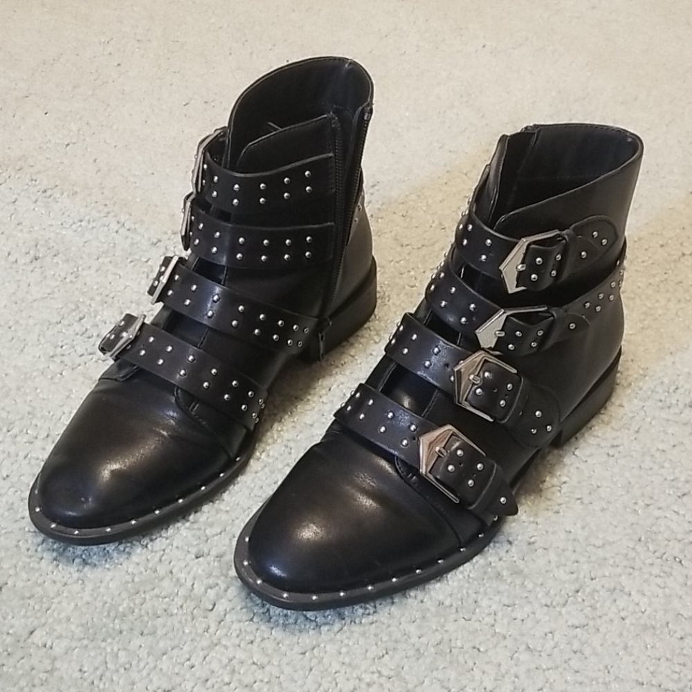 Forever 21 Studded Buckle Boots
